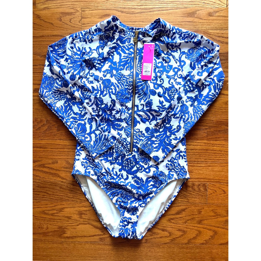 NWT Lilly Pulitzer Randee Rashguard One Piece Swimsuit Ride with Me Size 14